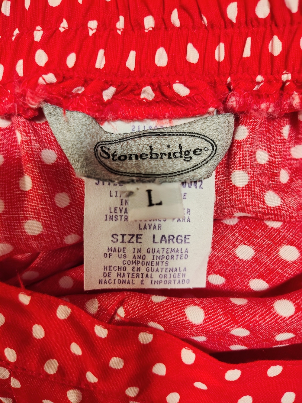 Stonebridge Vintage Maxi Skirt Red Polka Dot Large Elastic Waist Western Cowgirl - Picture 6 of 7